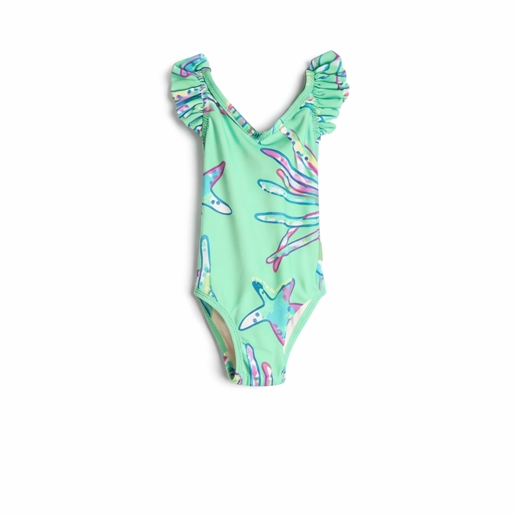 Tea Collection Sea Life Ruffle One Piece Swimsuit 2T NWT